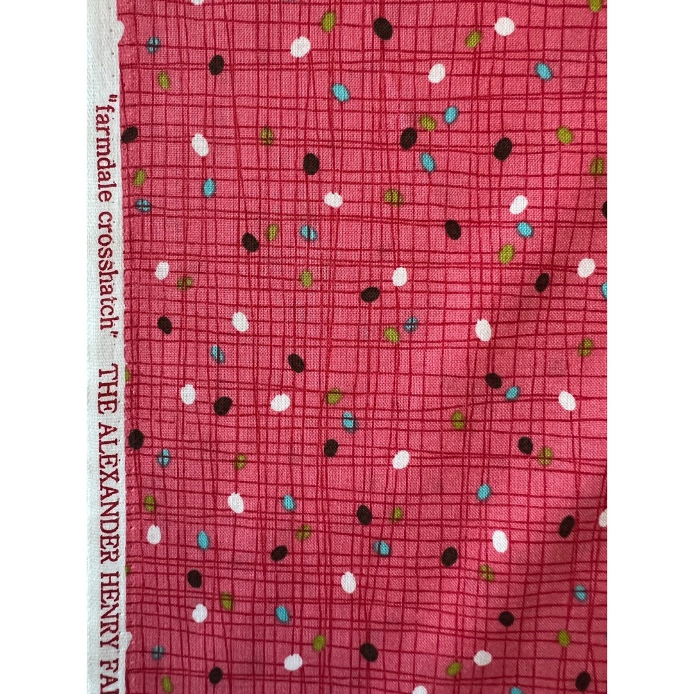 Fabric - OOP Alexander Henry "FARMDALE CROSSHATCH" Retro Geometric Polka Dot BTY